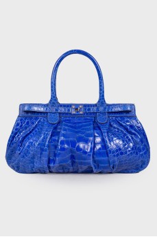 Синяя сумка с тиснением 
