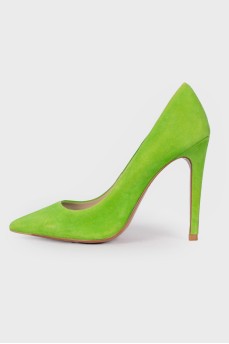 Зеленые туфли на высоком каблуке