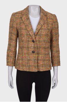 Твидовый пиджак комбинированного цвета 