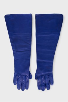 Кожаные перчатки синего цвета