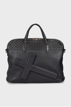 Чорна сумка портфель з декором
