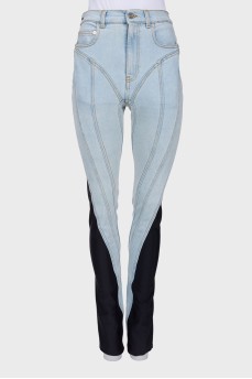 Комбинированные джинсы с рельефным швом