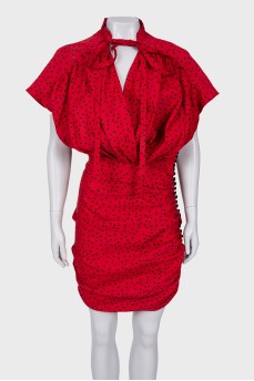Червона сукня в принт-горох