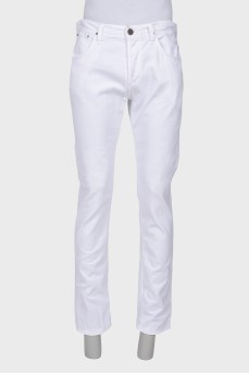 Мужские белые джинсы на пуговицах 