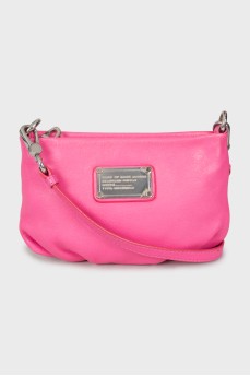 Шкіряна сумка кроссбоді рожевого кольору