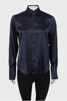 Шелковая рубашка темно-синего цвета