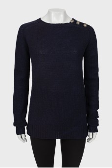 Темно-синій вовняний светр