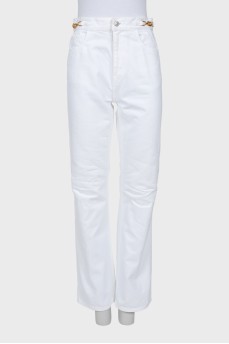 Білі джинси із золотистим декором