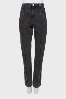 Темно-серые джинсы с рельефными швами 