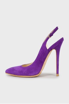 Замшевые туфли фиолетового цвета 