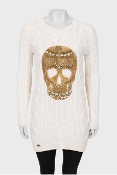 Вовняний светр з декором у формі черепа