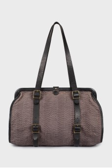 Текстильная сумка с кожаными ручками