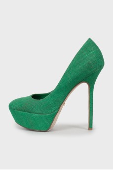 Текстильные туфли зеленого цвета 