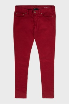 Червоні джинси на низькій посадці