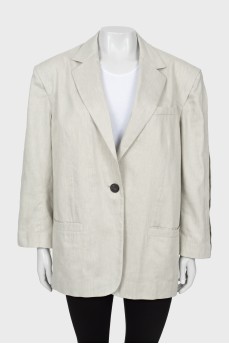 Серый пиджак из льна и хлопка 