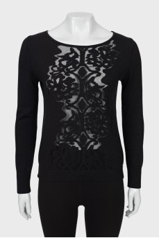 Вовняний светр чорного кольору з візерунком