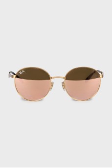 Круглые солнцезащитные очки с золотистой оправой