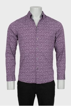 Мужская фиолетовая рубашка в принт
