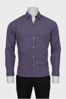 Мужская рубашка фиолетового цвета в принт