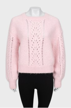 Вязаный свитер розового цвета