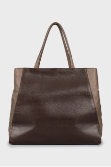 Кожаная сумка-тоут комбинированного цвета