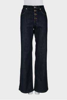 Темно-сині джинси палаццо на ґудзиках