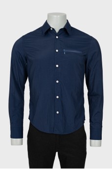 Мужская приталенная рубашка синего цвета