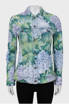Джинсовая куртка в цветочный принт