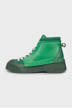 Комбинированные ботинки зеленого цвета