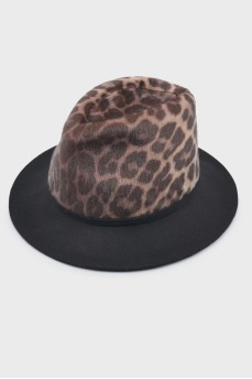 Шляпа шерстяная с леопардовым принтом
