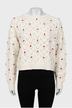 Кашеміровий светр декорований квітами