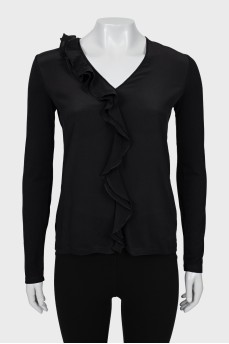 Чорна блуза з воланами
