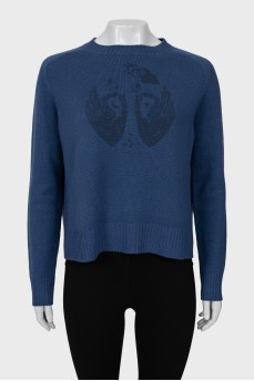 В'язаний синій светр із кашеміру