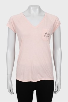Розовая футболка удлиненный сзади