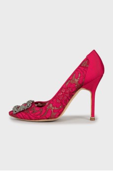 Кружевные туфли розового цвета