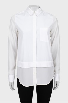 Прямая рубашка белого цвета с карманом