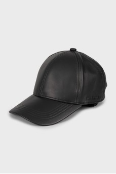 Кожаная кепка черного цвета