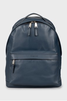Чоловічий синій рюкзак зі шкіри