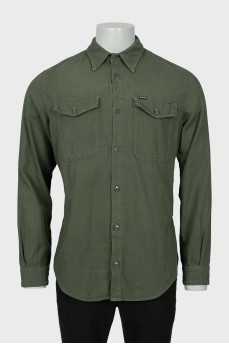 Чоловіча зелена сорочка з кишенями