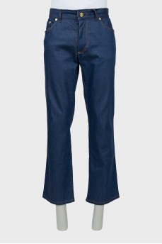Чоловічі прямі джинси темно-синього кольору