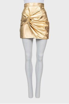 Кожаная юбка золотистого цвета с биркой