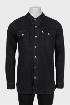 Мужская джинсовая рубашка черного цвета