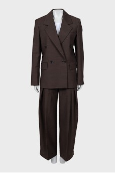 Шерстяной костюм с брюками палаццо