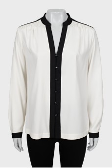 Черно-белая блуза из шелка