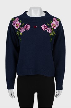 Кашеміровий светр з рельєфним принтом