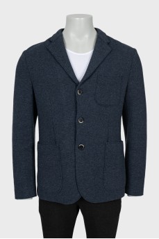 Мужской вязаный пиджак синего цвета