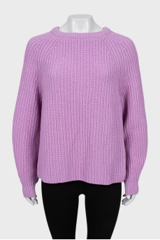 Вязаный свитер лилового цвета 