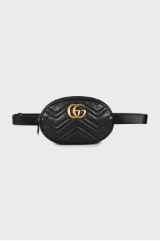 Поясная сумка Black Matelassé Leather GG Marmont