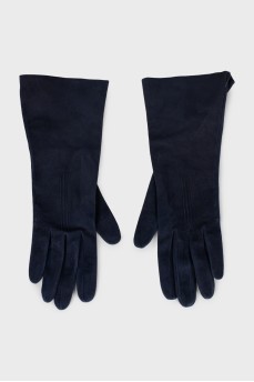 Сині рукавички із замші