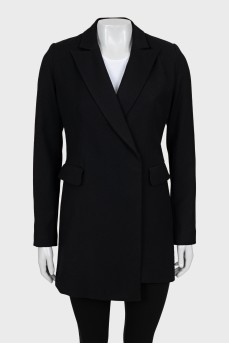 Двубортный черный пиджак из шерсти